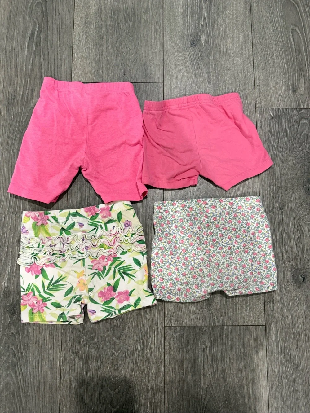 The Children's Place Pink & Floral Girls' Stretch Cotton Shorts - 4 Pack